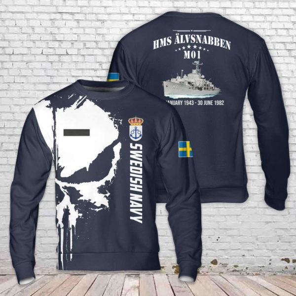 Custom Name Swedish Navy HMS Alvsnabben (M01) Christmas Sweater 3D Gift For Christmas