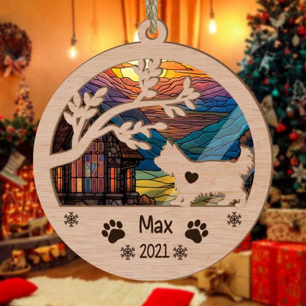Personalized Yorkshire Terrier Circle Branch Tree Suncatcher Ornament Gift for Dog Lover