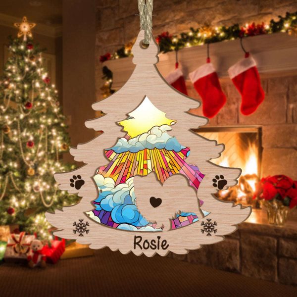 Custom Pomeranian Pine Tree Suncatcher Ornament Gift for Dog Lover