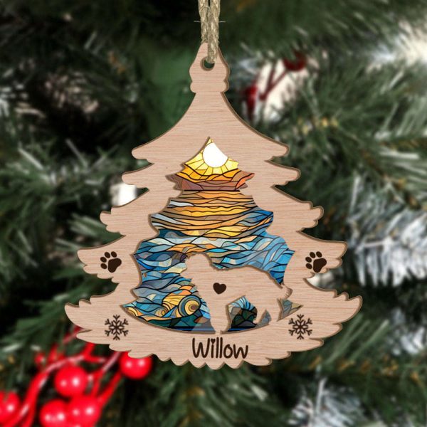Custom Poodle Pine Tree Suncatcher Ornament Personalized Christmas Gift for Dog Lover