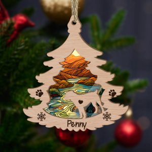 Custom Rottweiler Pine Tree Suncatcher Ornament…
