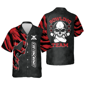 Custom Skull Hawaiian Bowling Team Shirts…