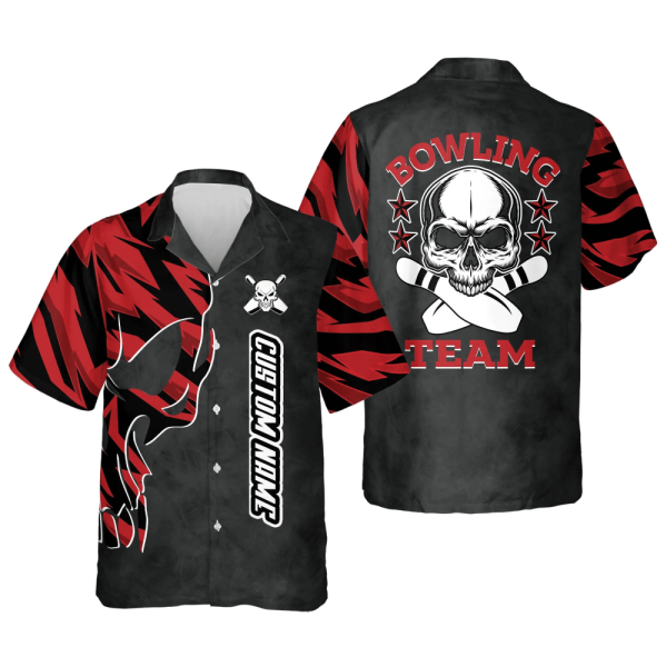 Custom Skull Hawaiian Bowling Team Shirts for Men & Women: Perfect Summer Gift for Bowling Team!