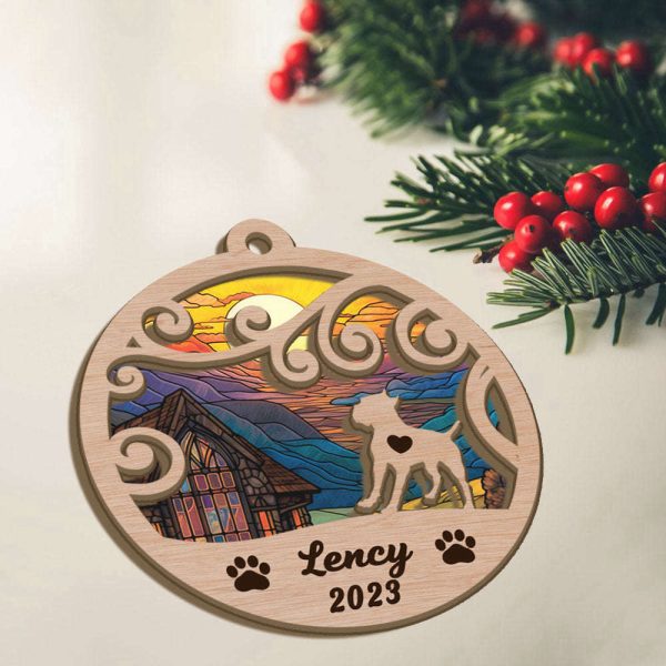 Custom Suncatcher Ornament Cane Corso – Sunset Background Custom Name and Year Christmas Gift for Dog Lover