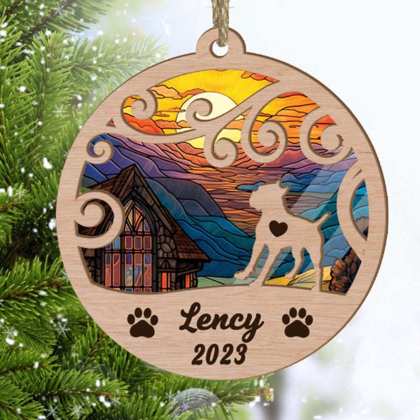 Custom Suncatcher Ornament Cane Corso – Sunset Background Custom Name and Year Christmas Gift for Dog Lover