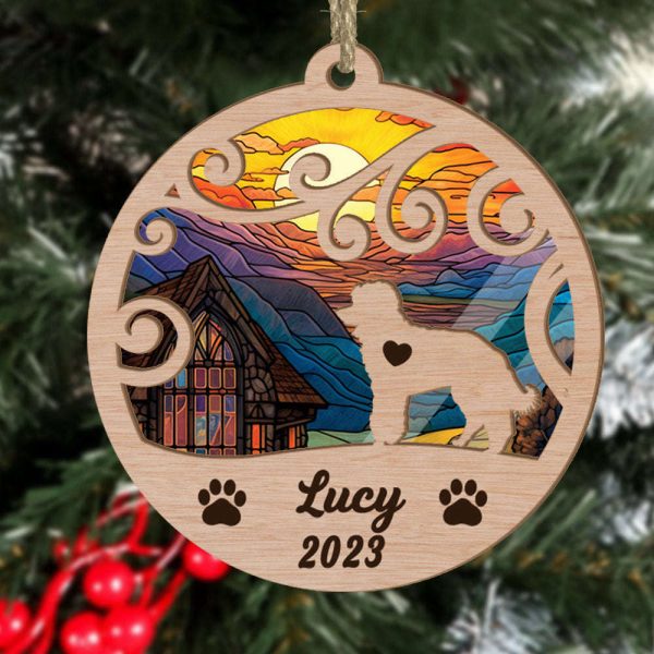 Custom Suncatcher Ornament Poodle – Sunset Background Custom Name and Year Christmas Gift for Dog Lover