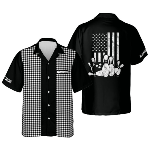 Custom USA Flag Patriotic Hawaiian Bowling Shirts – Men s Bowling Team Shirt