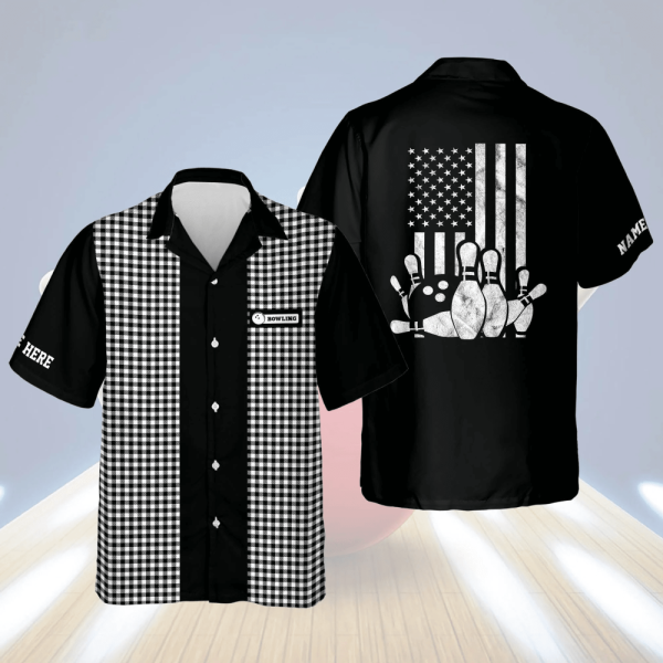 Custom USA Flag Patriotic Hawaiian Bowling Shirts – Men s Bowling Team Shirt