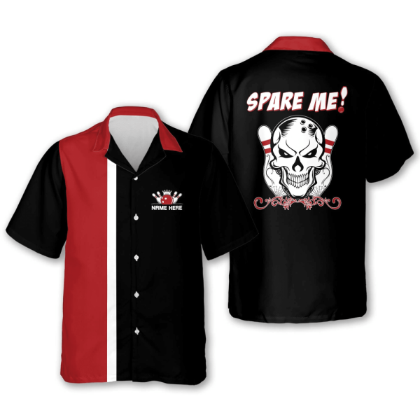 Personalized Spare Me Bowling Hawaiian Shirt for Men – Custom Name Bowling Shirt