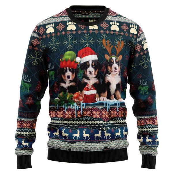 Cute Bernese Mountain Dog Ugly Christmas Sweater – Festive Holiday Apparel for Dog Lovers