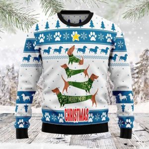 Cute Dachshund Dog Ugly Christmas Sweater:…