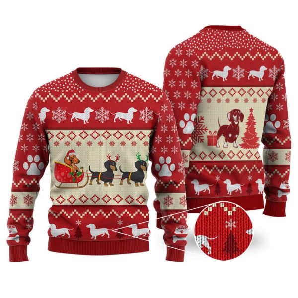 Dachshund Reindeer Christmas Sweater – Festive Knitted Print Sweatshirt for the Perfect Christmas Gift!