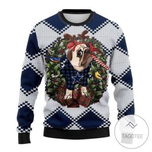 dallas cowboys pug dog sweatshirt knitted ugly christmas sweater.jpeg
