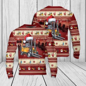 Festive 3D Forklift Christmas Sweater –…