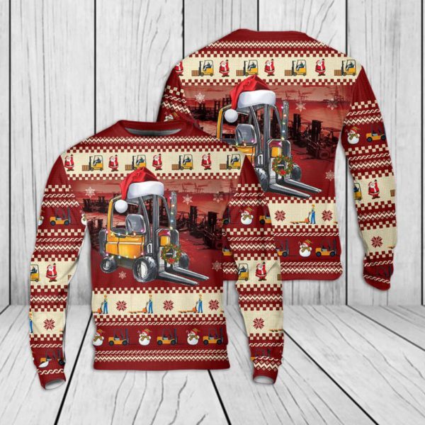 Festive 3D Forklift Christmas Sweater – Perfect Holiday Gift!