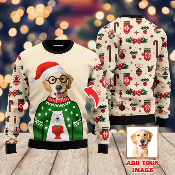 Custom Dog Photo Christmas Sweaters for Men & Women – UP1043
