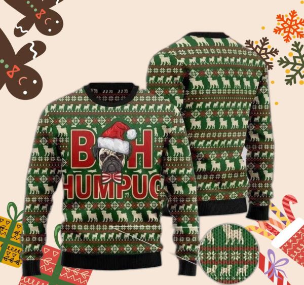 Dog Pug Bah Humbug Ugly Christmas Sweater – Festive Christmas Gift