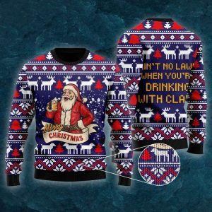 Drinking With Claus Ugly Christmas Sweater…