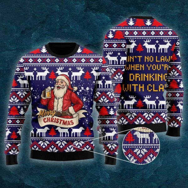 Drinking With Claus Ugly Christmas Sweater – Gift For Christmas UH1305