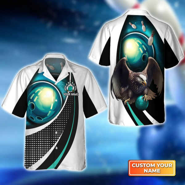 Eagle Bowling Team Blue Hawaiian Shirt for Men & Women – Perfect Bowling Team Attire!