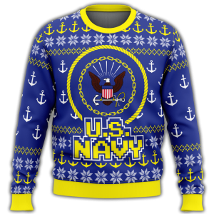 f89 veteran sweater us navy anchor pattern blue yellow veteran christmas ugly sweater.png