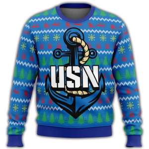US Navy Anchor Veteran Christmas Sweater…