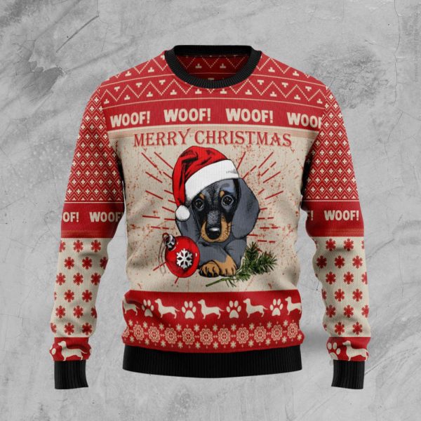 Festive Dachshund Ugly Christmas Sweater – Perfect Holiday Gift!