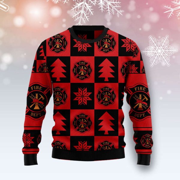 Firefighter Christmas Pattern Ugly Sweater – Perfect Gift for Christmas Day