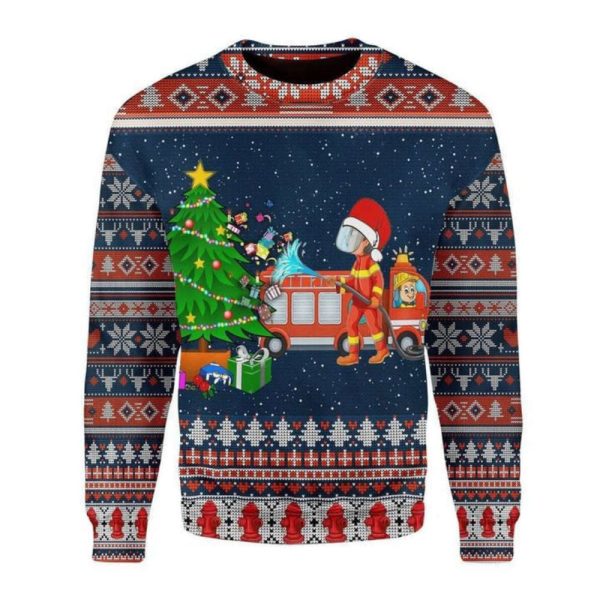 Firefighter Presents Ugly Christmas Sweater, Firefighter Presents  3D All Over Printed Sweater