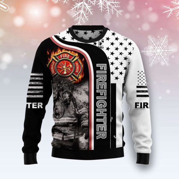 Firefighter Ugly Christmas Sweater – Perfect Gift for Men & Women Adult Size Perfect Christmas Gift