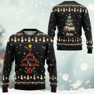 Firetruck Christmas Tree Ugly Sweater: Festive…