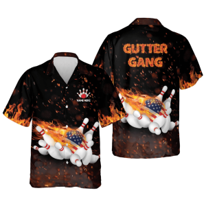 Flame Bowling Gutter Gang Hawaiian Shirt…