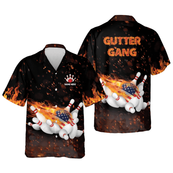 Flame Bowling Gutter Gang Hawaiian Shirt – Perfect Summer Gift for Bowling Team