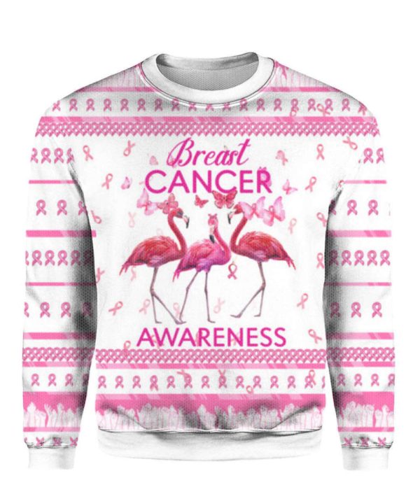 Flamingo Breast Cancer Awareness Ugly Christmas Sweater