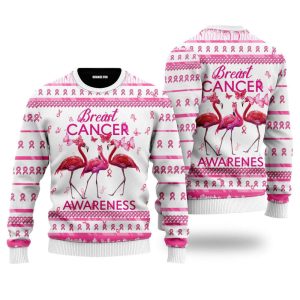 Flamingo Breast Cancer Awareness Ugly Christmas…