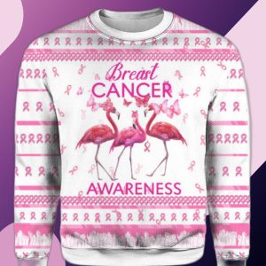 Flamingo Breast Cancer Awareness Ugly Christmas…