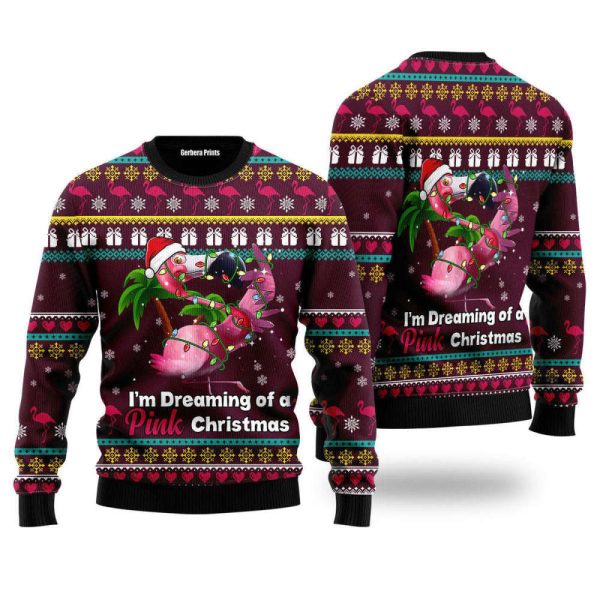 Flamingo Dream Of Pink Christmas Ugly Christmas Sweater – Gift For Christmas  UH1256