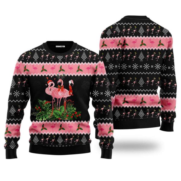 Flamingo Jingle Bell Tropical Ugly Christmas Sweater Gift For Christmas UH1803