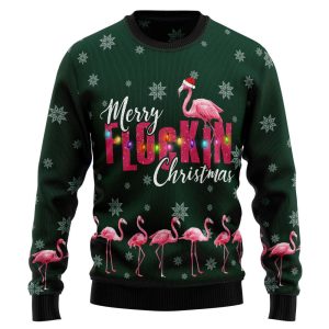Flamingo Merry Flockin Christmas Ugly Christmas…
