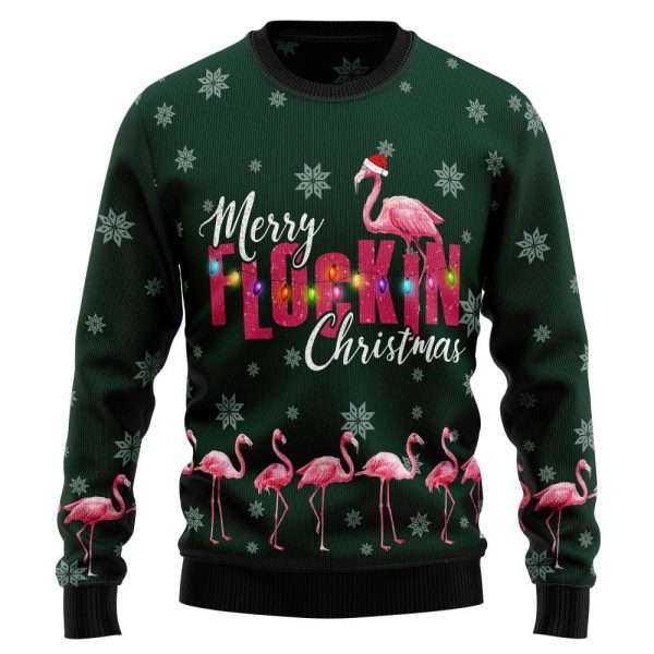 Flamingo Merry Flockin Christmas Ugly Christmas Sweater