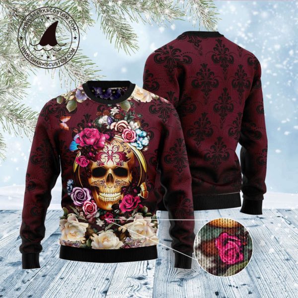 Flower Skull D1011 Ugly Christmas Sweater – Perfect Gift for Christmas by Noel Malalan