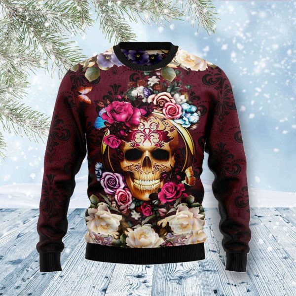 Flower Skull D1011 Ugly Christmas Sweater – Perfect Gift for Christmas by Noel Malalan