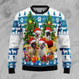 French Bulldog Greeting Ugly Christmas Sweater…