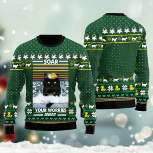 funny black cat soar your worries away ugly christmas sweater for men women adult christmas gifts.jpeg