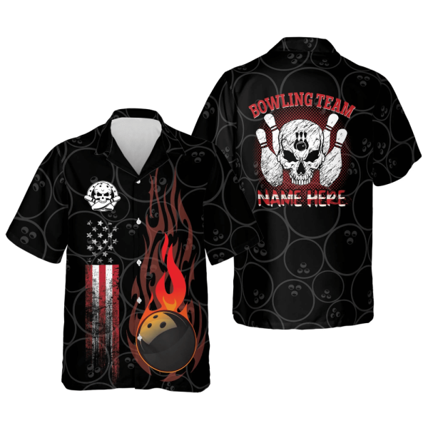 Flame Skull Hawaiian Shirt: Funny Bowling Team Summer Gift – Trendy & Unique