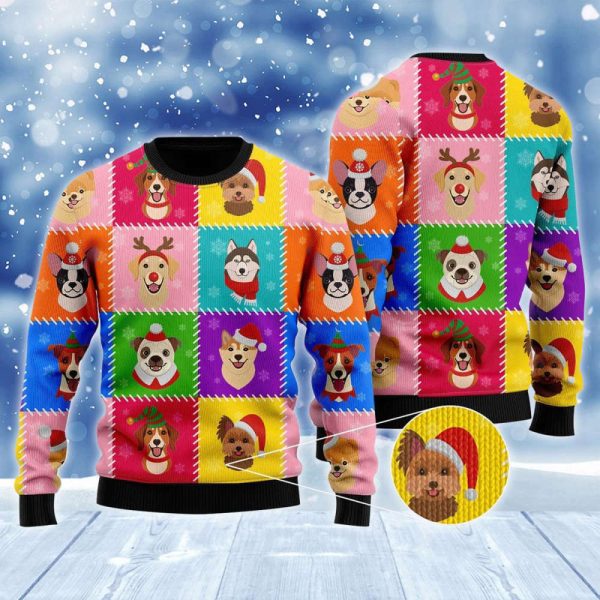 Get Festive with Dog Face Santa Ugly Sweater – Perfect for Christmas!