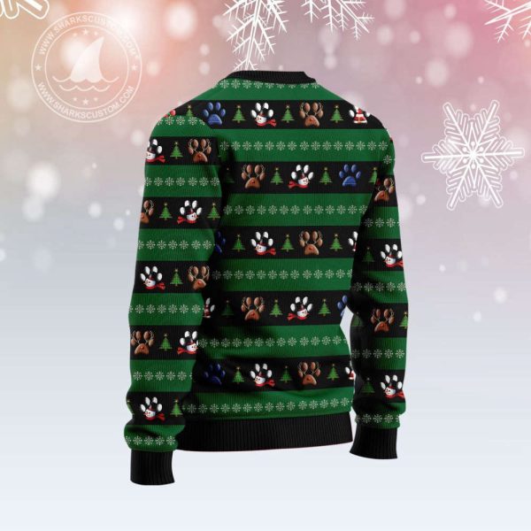 Get Festive with Dog Pawprint T210 Ugly Christmas Sweater – Perfect Gift for Christmas