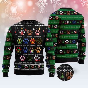 get festive with the dog pawprint ugly christmas sweater perfect for pet lovers 1 1.jpeg