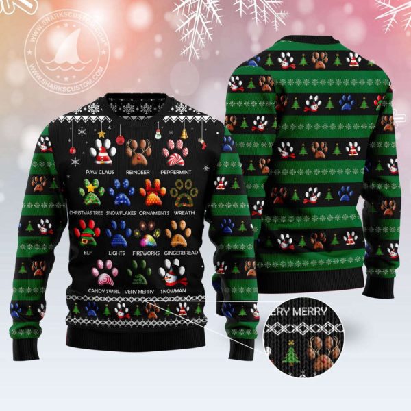 Get Festive with the Dog Pawprint Ugly Christmas Sweater – Perfect for Pet Lovers!