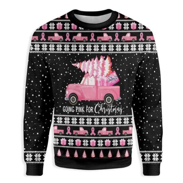 Going Pink For Christmas Breast Cancer Awareness Ugly Christmas Sweater, – Christmas Gift